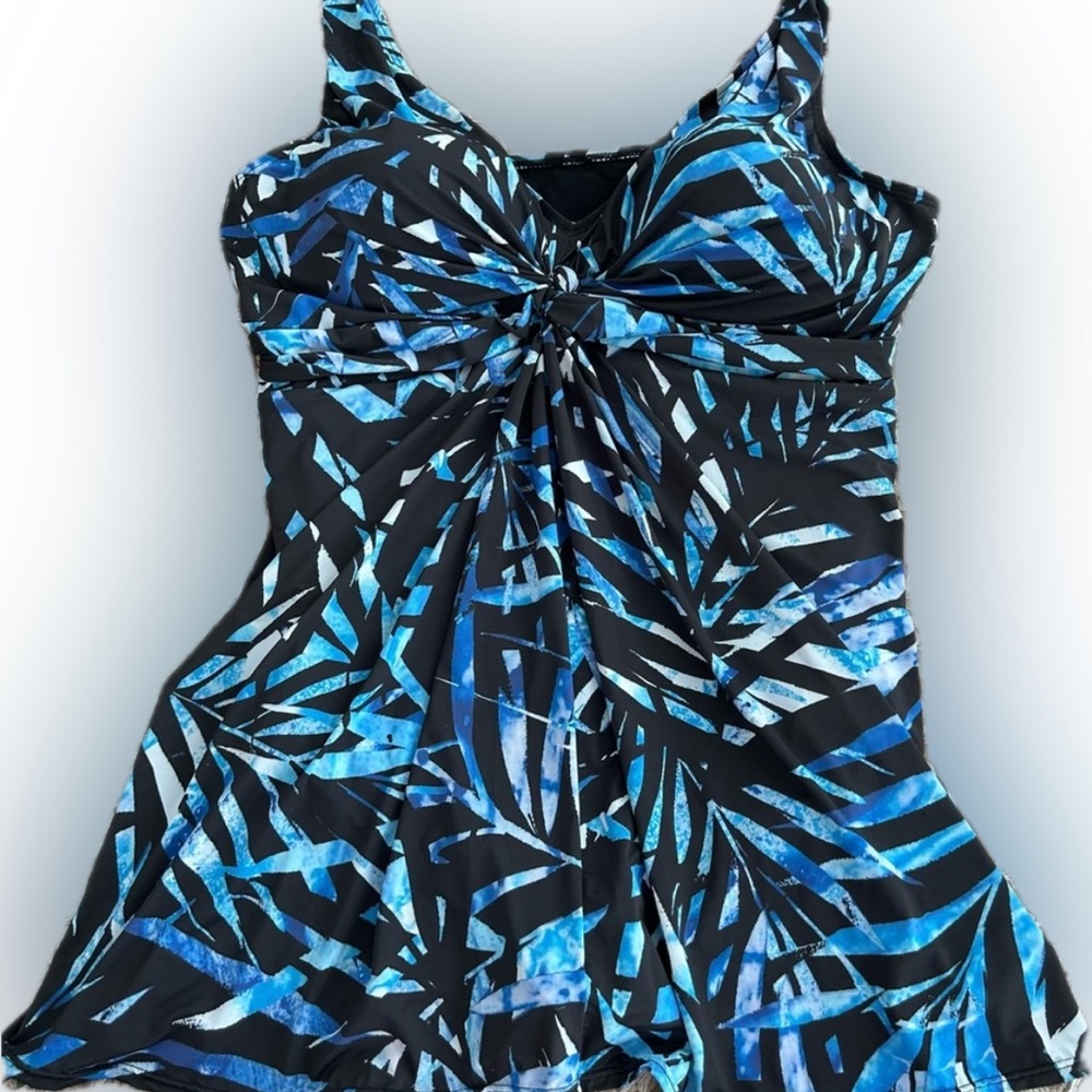 Swimsuits for All Blue and Black Swim Dress Sz 24
